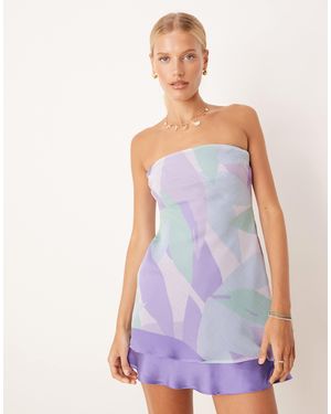 ASOS Robe bandeau courte en tissu double épaisseur à imprimé abstrait - violet