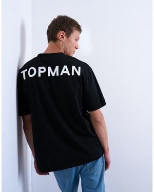 TOPMAN T-Shirt Oversize Nera Con Stampa Sul Davanti E Sul Retro - Nero