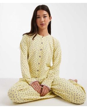 Threadbare Pijama Y Lila Abotonado Para San Valentín Con Estampado De Corazones De Mezcla De Algodón De - Metálico