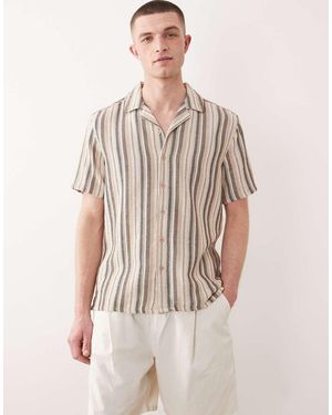 Only & Sons Textured Revere Collar Shirt - Brown