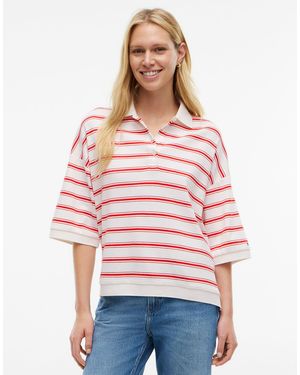 Tommy Hilfiger – gestreiftes oversize-polohemd - Rot