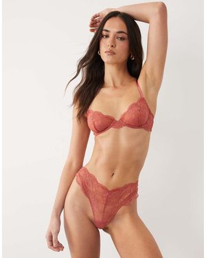 ASOS Lola Lace Thong - Brown