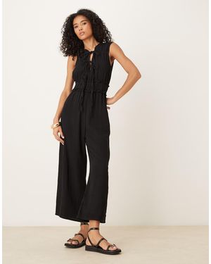 ASOS Double Cloth Gathered Bust Jumpsuit - Natural