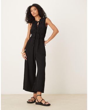 ASOS Double Cloth Gathered Bust Jumpsuit - Natural