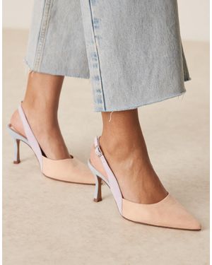 Asos Design Wide Fit Samber - escarpins à talon aiguille et bride arrière en suédine - Gris
