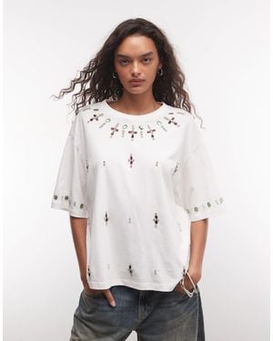 ASOS Oversize boxy-t-shirt mit verzierungsdetail - Weiß