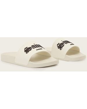 AllSaints Saints & Sinners One Strap Logo Sliders - Natural