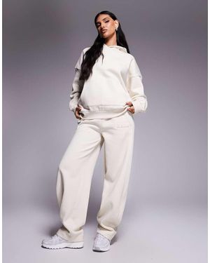 Kaiia Cotton Rich Exclusive Bubble Embossed Logo Barrel Leg Joggers Co-Ord - Purple