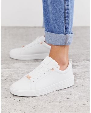 Ted Baker Leather Trainers With Rose Gold - White