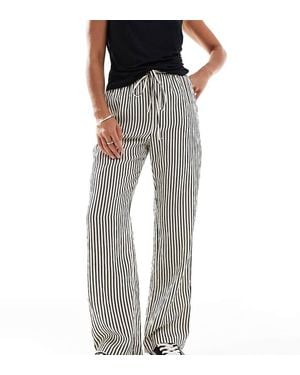 New Look Stripe Wide Leg Trouser - Black