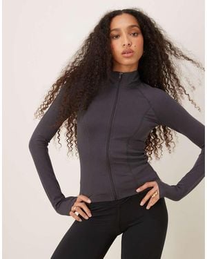 Gina Tricot Sports Seamless Zip Up Jacket - Grey