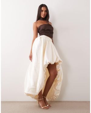 ASOS Puffball Asymmetric Hem Maxi Skirt - Natural