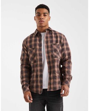 ASOS Geruit Overhemd Met Zak - Bruin