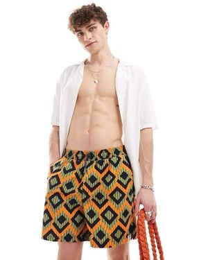 Hunky Trunks Geo Stripe Swim Shorts - White