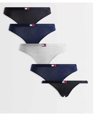 Tommy Hilfiger Heritage 5 Pack Thongs - Blue