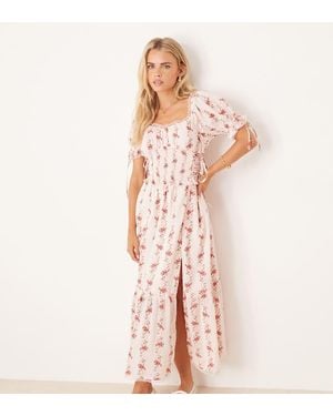 Miss Selfridge Printed Milkmaid Corset Detail Maxi Dress - Pink