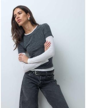 ASOS Shrunken Double Layer Long Sleeve Tee - Blue
