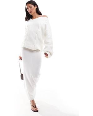 SNDY'S Jupe d'ensemble longue en maille - crème - Blanc