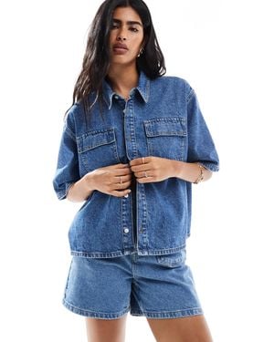 Miss Selfridge Denim Boxy Shirt - Blue