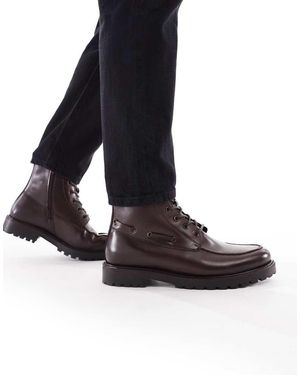 schuh Botas Marrón Vintage De Cuero Con Cordones Y Suela Gruesa Darcy De - Negro