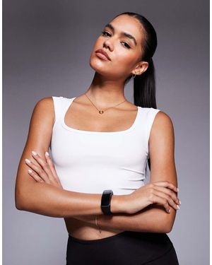 4505 Active Square Neck Cap Sleeve Top - White