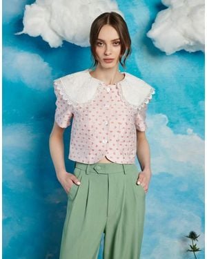 Sister Jane Top Con Stampa Di Cuori E Colletto - Blu