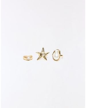 Bershka Set Van Ringen Met Zeester - Wit