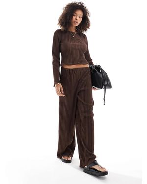 Vero Moda Plisse Wide Leg Trouser Co-ord - Brown