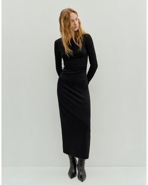 Pull&Bear Gathered Midi Dress - Black