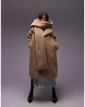 TOPSHOP Cappotto Super Oversize Appariscente - Marrone