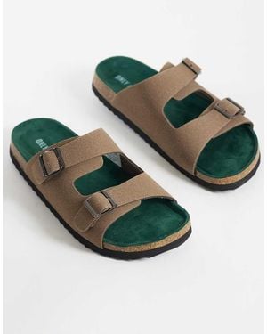 Only & Sons Faux Suede Mule Sandals - Green