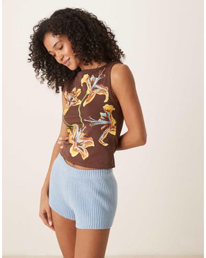 ASOS Débardeur à encolure bateau et imprimé fleuri - chocolat - Marron