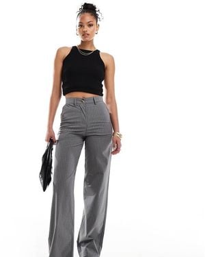 Don't Think Twice Dtt Tall High Waisted Pinstripe Trousers - Grey