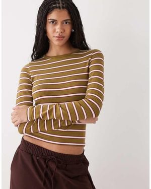 Miss Selfridge Stripe Long Sleeve Top - Multicolour