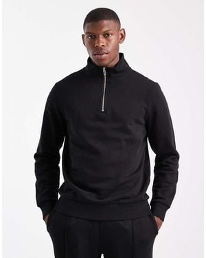 New Look 1/4 Zip Funnel Neck Sweatshirt - Blue