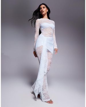 Wanderdoll Exclusive Jamie Lace Drape Detail Jumpsuit - Blue
