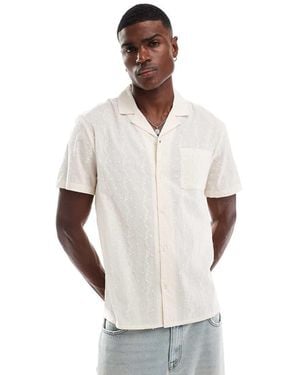 Another Influence Embroidered Stripe Revere Collar Shirt - White
