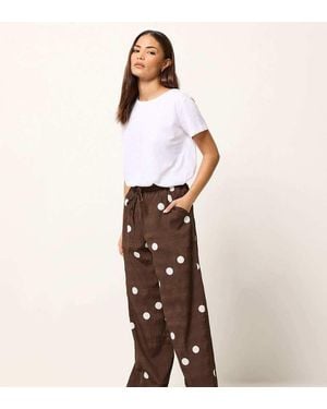 PixieGirl Petite Polka Dot Wide Leg Trousers - White