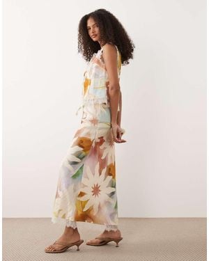 Never Fully Dressed Dorris Satin Maxi Skirt Co-Ord - Natural