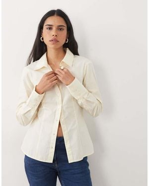 Miss Selfridge Camisa Amarillo Pastel Entallada De Popelina De - Neutro