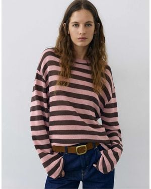 Pull&Bear Gestreiftes strick-t-shirt - Braun