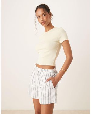 Abercrombie & Fitch Tie Waist Poplin Shorts - Natural