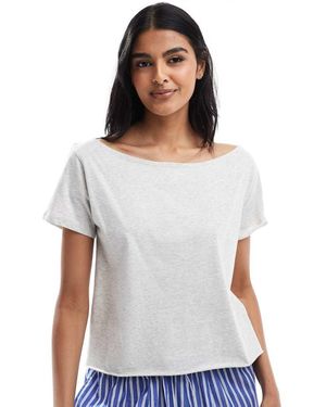 Hollister Camiseta Holgada De Manga Corta Con Hombro Descubierto De - Blanco