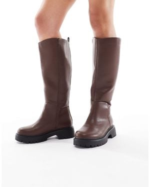 London Rebel Olivia Chunky Knee Boots - Brown
