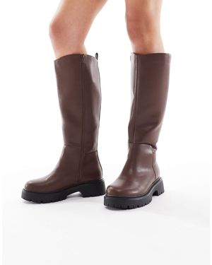 London Rebel Olivia - bottes chunky hauteur genou - Marron