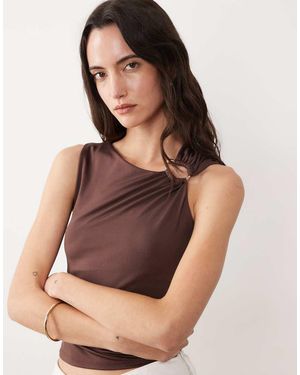 New Look Ruched Trim Detail Top - Natural