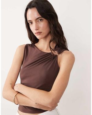 New Look Ruched Trim Detail Top - Natural