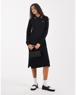 Fred Perry – langärmliges polo-kleid - Schwarz