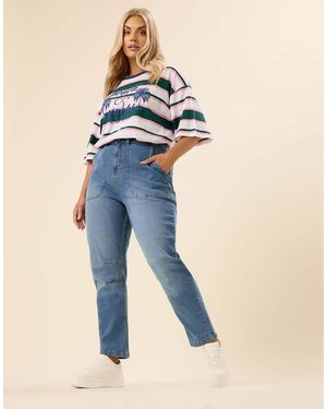 Yours Clothing Denim Barrel Jeans - Blue