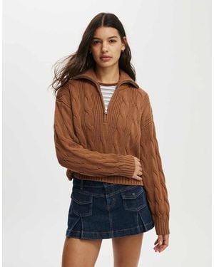 Cotton On Cotton On Cotton Cable Half Zip Pullover - Blue